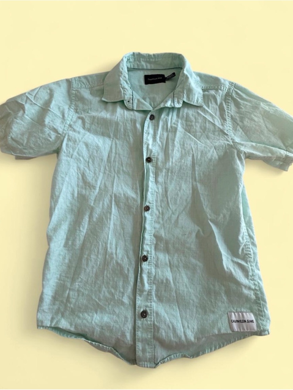 Light Green Short-Sleeve Casual Button-Up Shirt
